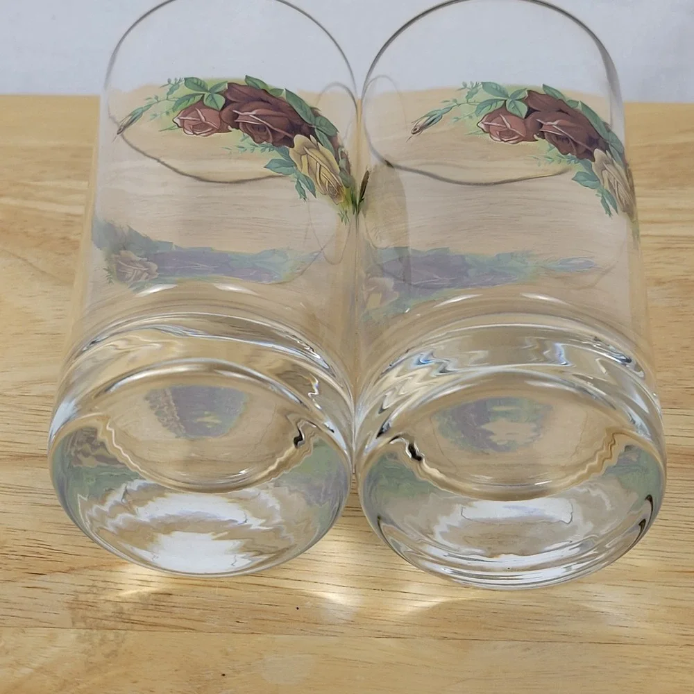Vintage Royal Albert Old Country Roses Highball Glasses Set of 2 Gold Trim